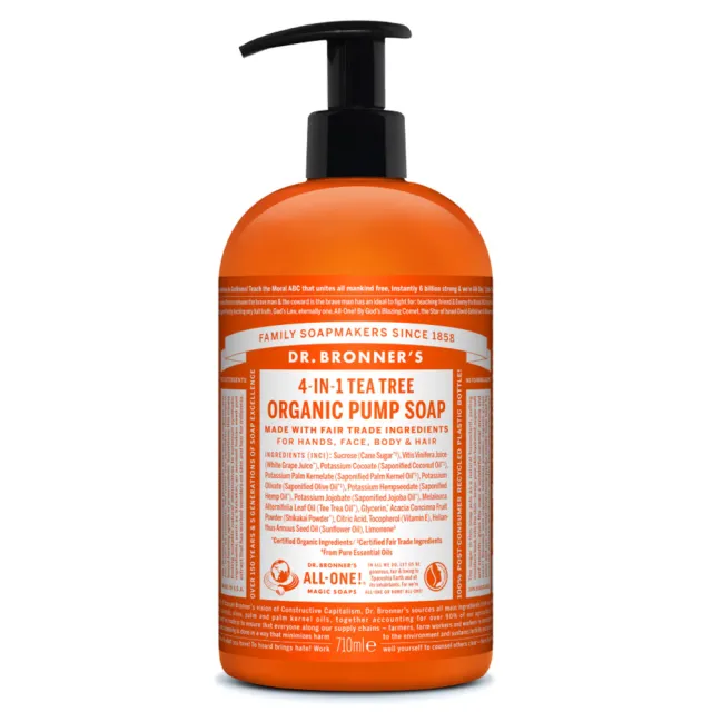 Dr. Bronner's Organic Pump Soap Tea Tree 710 ml