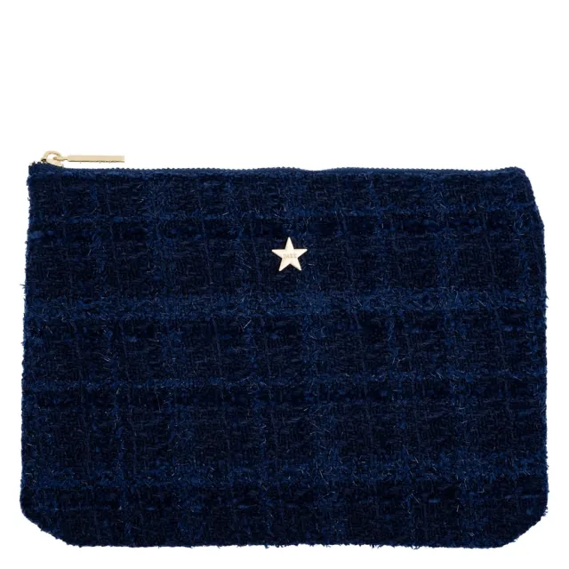 DARK Tweed Small Pouch Dark Navy Blue