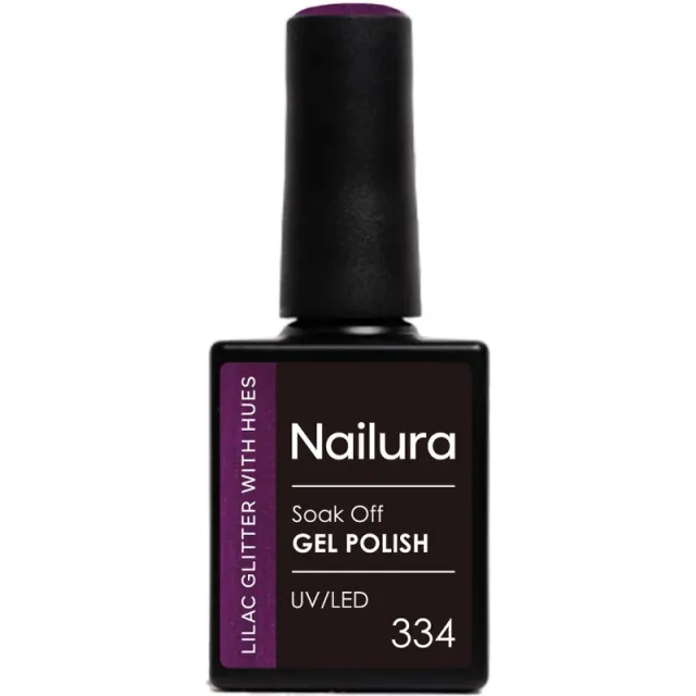 Nailura Gel Polish 10 ml - 334 Lilac Glitter with Hues