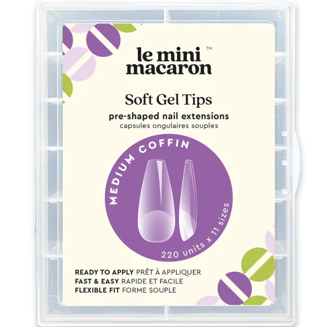 Le Mini Macaron Soft Gel Tips 220 pieces - Medium Coffin