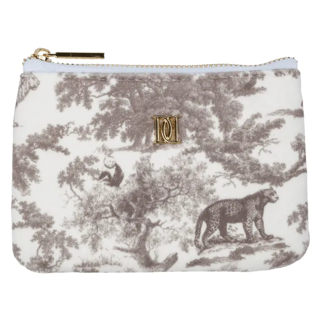 DARK Velvet Mini Pouch Warm Taupe Savannah Pattern
