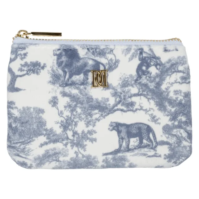 DARK Velvet Mini Pouch Country Blue Savannah Pattern