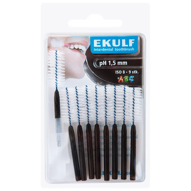 Ekulf PH Mellemrumsbørste 1,5 mm Sort (9 stk)