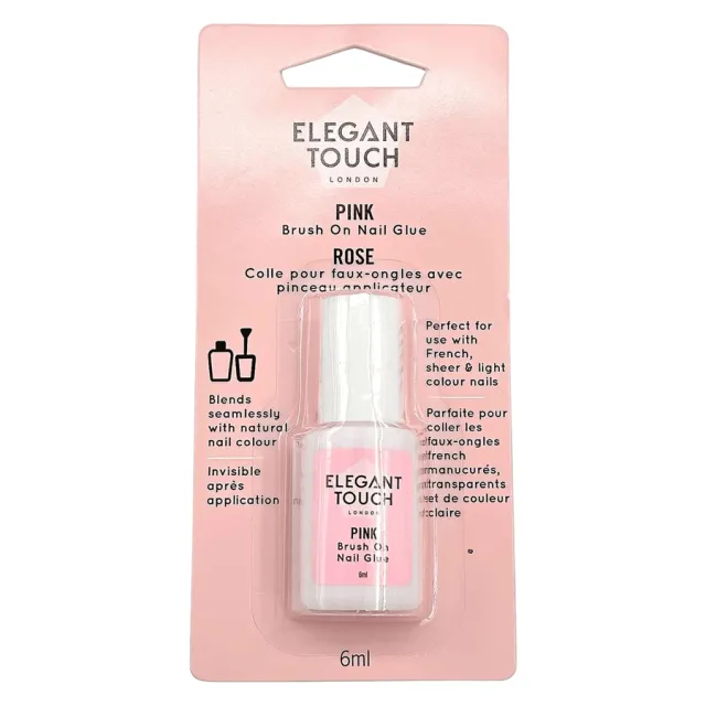 Elegant Touch Pink Brush On Nail Glue