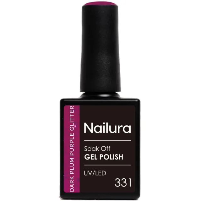 Nailura Gel Polish 10 ml - 331 Dark Plum Purple Glitter