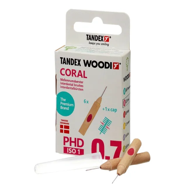 Tandex Woodi Mellemrumsbørster Coral (6 stk)
