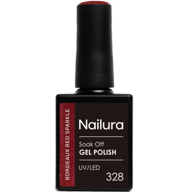 Nailura Gel Polish 10 ml - 328 Bordeaux Red Sparkle