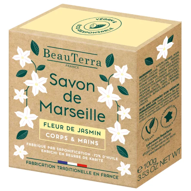 Beau Terra Marseille Sæbebar Jasmin Blomst (100 g)