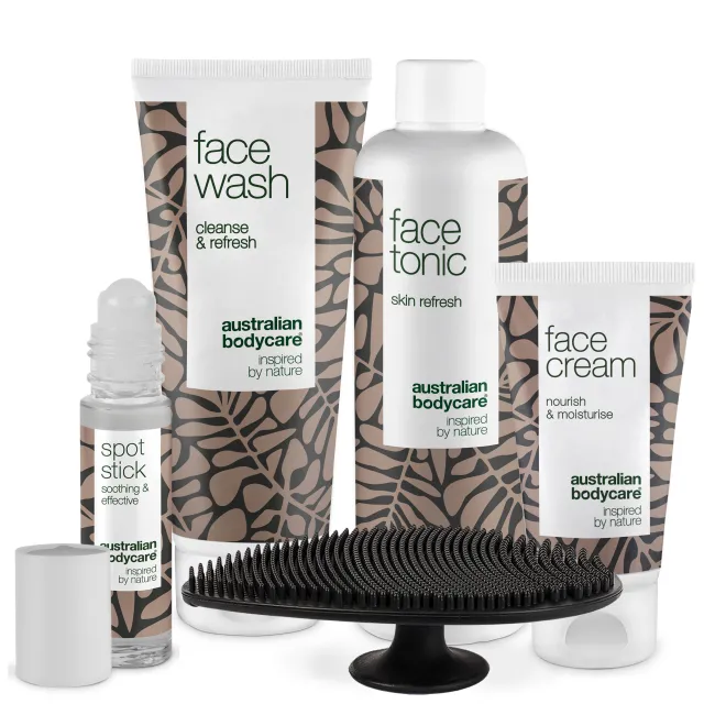 Ansigtspakke med face scrubber — 5-pak til daglig rens af uren hud med bumser