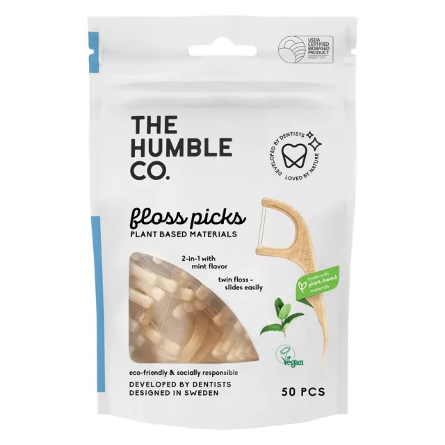 The Humble Co Dental Floss Picks Mint 50 pcs