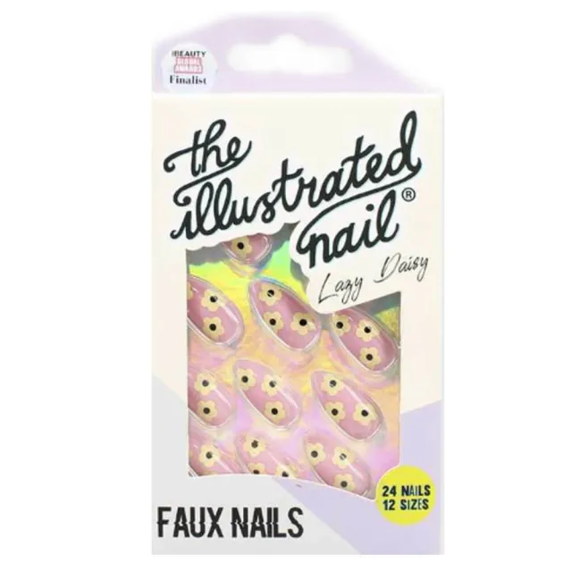 The Illustrated Nail Pink Lazy Daisy Faux Nails   24 stk.