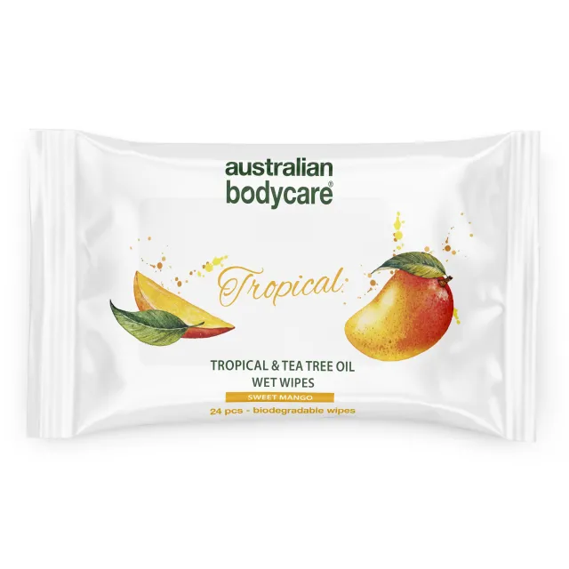 Tropical Vådservietter med Mango & Tea Tree Oil 24 stk. — Til daglig rens af krop og ansigt - 1 stk.