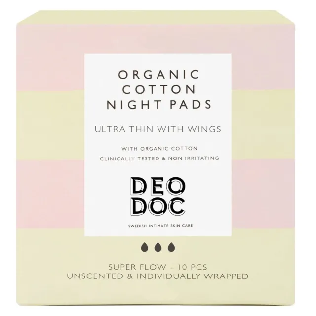 DeoDoc Organic Cotton Night Pads 10pcs