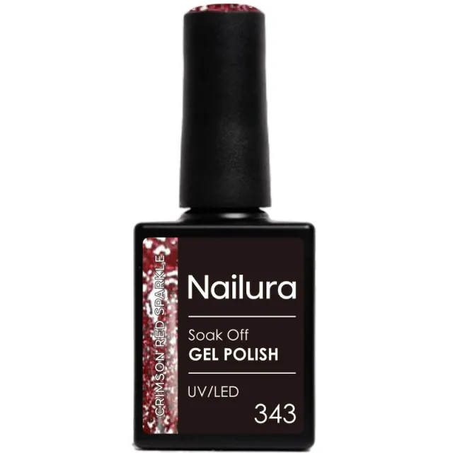 Nailura Gel Polish 10 ml - 343 Crimson Red Sparkle